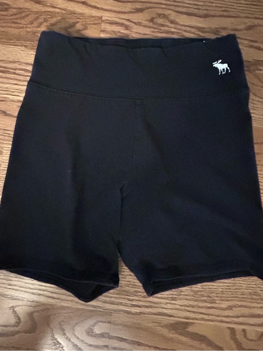 abercrombie kids Black Stretch Bike Shorts with Logo